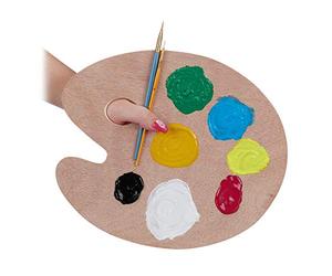 Relaxdays 5 Paletas Pintura de Mezclas con Orificio para Pulgar, Madera, Marrón, 0,4 x 30,5 x 25 cm