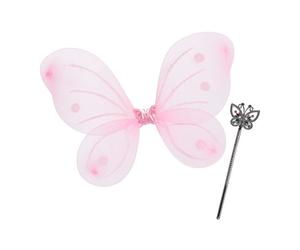 Relaxdays 5 pares alas hada rosa y varita niña blanco,fucsia,plata