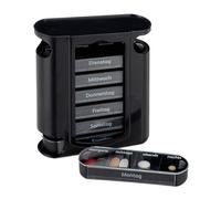 Pack 5 Pastilleros Semanales 4 Tomas, Rótulos en Alemán, PP-ABS, Negro, 13 x 11,5 x 4,5 cm