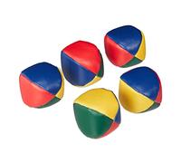 Relaxdays 5 Pelotas de Malabares, Bolas de Malabarismo, Ø 6,5 cm, Principiantes, Plástico, Rellenas Arena, Multicolor