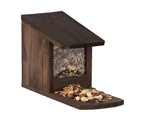 Relaxdays, 5 x 12 x 25 cm Comedero Ardillas, Madera y Plástico, Marrón Oscuro, 17