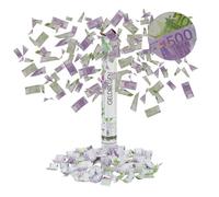 Relaxdays 5 x Cañones Confeti Billetes, 6-8 m de Alcance, para Carnaval o Cumpleaños, Papel-Cartón, 40 cm, Lila-Verde