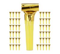 Relaxdays 50 Matasuegras Fiestas, Cumpleaños, Nochevieja, Silbatos, Cotillón, Photocall, Relleno Piñata, Dorado, 1 Set