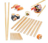 Relaxdays Palillos Chinos, 50 Pares, Bambú, Largo 24 cm, Palitos para Sushi Reutilizables, Palos Japoneses, Natural