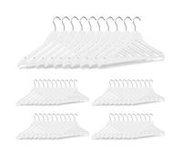 relaxdays 50 Perchas Ropa para Pantalones Trajes Camisas, Madera, Blanco, 23,5 x 45 x 1 cm