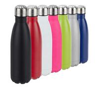 Relaxdays, 500 ml Botella Agua sin BPA Isotérmica para Bebidas Frías y Calientes, Acero Inoxidable, Negro
