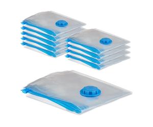 Relaxdays 50x bolsas al vacío ropa azul,transparente