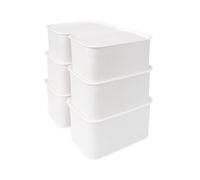 Relaxdays 6 Cajas apilables de plástico con Tapa, Organizador 5 L, 13x26,5x19 cm, Blancas, 13 x 26.5 x 19 cm