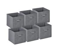 Relaxdays Cajas de Almacenaje Cuadradas con Asas en Set de 6, 19 L, Cajones de Tela, 26,5 x 28 x 28 cm, Plegables, Gris