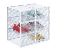 Relaxdays 6 Cajas Zapatos, Talle 45, Apilables, Plegables, Ranuras Ventilacón, Plástico, 15,5x23,5x34 cm, Transparente