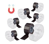 Relaxdays 6 Cintas Adhesivas magnéticas, 5m, Cinta autoadhesiva, Negro