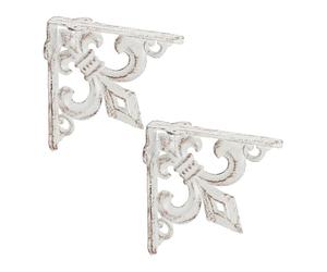 Relaxdays 6 escuadras de estantería flor de lis blanco