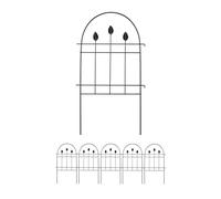 Relaxdays Valla Jardín, 6 Paneles de 74 x 42 cm c/u, Reja Huerto Metálica, Cerramiento Césped, Hojas Decorativas, Negro, Hierro, 74 x 42 x 1.5 cm