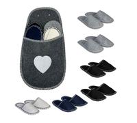 Relaxdays 6 pares de pantuflas de fieltro blanco,negro,gris