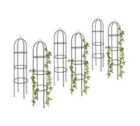 Relaxdays 6 Soportes Plantas Revestimiento Metal 190 cm, Guía Rosas Resistente Intemperie, para Rosales y Flores, Verde
