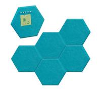Relaxdays Set 6 Tableros de Fieltro Hexagonales, Fieltrogramas, Pizarras Anuncios, 26x30x0,9 cm, Incl. Chinchetas, Azul