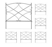 Relaxdays Valla Jardín, 6 Paneles 60 x 59,5 cm, Bordes Césped Metálicos, Cerramiento Huerto, Estilo Vintage, Negro, Hierro, 60 x 59.5 x 1 cm