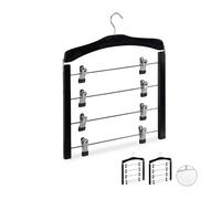 Relaxdays 6 x Perchas para faldas múltiples negras negro,plata