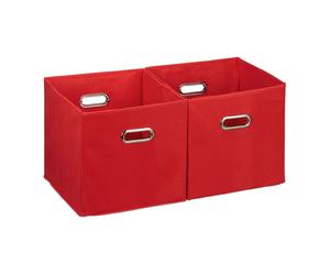 Relaxdays 6x cestas de tela rojas rojo,plata
