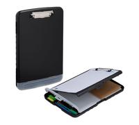 Relaxdays 6x portapapeles con compartimento negro,plata,transparente