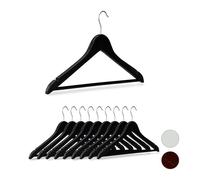 Relaxdays 70 x perchas de madera negras negro,plata