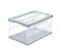 Relaxdays 8 cajas plegables transparente tapa gris transparente,gris