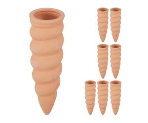 Relaxdays 8 Conos de Riego con Forma Curvada, Autorriego Plantas Interior y Balcón, para Regar con Botellas, Terracota