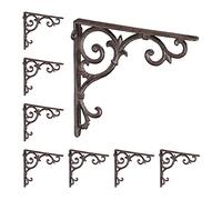 Relaxdays 8 Escuadras Estantería Barrocas, Tamaño M, de Hierro Fundido, Triángulos para Repisas, Retro, Marrón