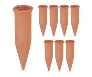 Relaxdays 8 Picos Riego Plantas, Cono Regador, Autorriego con Botellas 1,5L, Arcilla, Macetas y Jardineras, Terracota