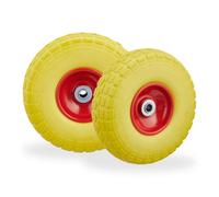Relaxdays 8 ruedas carretilla PU amarillas-rojas amarillo,rojo