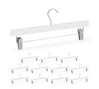 Relaxdays 96 x perchas pantalones de madera blanca blanco,plata