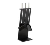 Relaxdays Accesorios Chimenea, 4 Piezas, Set de Estufa con Atizador, Escoba para Cenizas, Pala y Soporte, Moderno, Negro