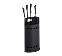 Relaxdays Accesorios Chimenea, 5 Piezas, Modernos, Juego de Estufa con Cubo, Atizador, Pinzas, Escoba y Pala, Negro