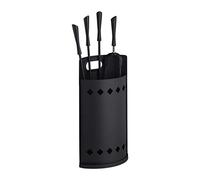 Relaxdays Accesorios Chimenea, 5 Piezas, Modernos, Juego de Estufa con Cubo, Atizador, Pinzas, Escoba y Pala, Negro