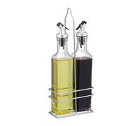 Relaxdays Vinagrera, Botellas Cristal de 300 ml, Boquilla, Aceite Oliva, Vinagreta, 2 Aceiteras, Transparente
