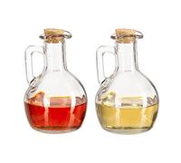 Relaxdays Aceitera y vinagrera, Jarras, con corchos, Redondas, 180 ml, 2 Uds, Transparente