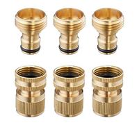 Relaxdays Adaptadores de Manguera de Jardín, Pack de 3, 3/4 Pulgadas, Latón, Acoplamientos Rápidos y Conexiones, Dorado