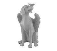 Relaxdays Adorno funerario Perro, Piedra con alas (ángel), Apto Exterior, 20x11x11 cm, Resina, Gris