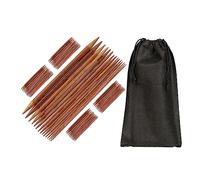 Relaxdays Agujas Tejer Bambú, 75 Palillos Doble Punta, 15 Grosores, 2 a 10 mm, para Gorras y Calcetines, Bolsa, Natural