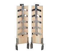 Relaxdays Ahumadores de salmón, Accesorios de barbacoa, Soportes inclinables, Acero inox & Madera, 2 Uds., Marrón