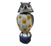 Relaxdays Ahuyentador búho, Cabeza oscilante, plástico, 40x18x16 cm, jardín y balcón, antipalomas Gris/Blanco