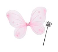 Relaxdays Alas hada niña y varita blanco,fucsia,plata