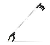 Relaxdays Alcanzador Universal, Pinza Recoge Basura, Gancho para Ancianos, Aluminio-Polipropileno, 76 cm, Negro-Plateado