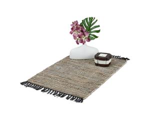 Relaxdays Alfombra artesanal de 60 x 110 cm negro,gris