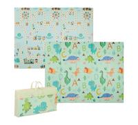 Relaxdays Alfombra bebé plegable dinosaurios/tren blanco,verde,azul claro