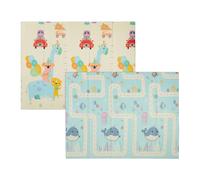 Relaxdays Alfombra bebé plegable estampado animal blanco,amarillo,azul claro