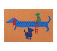 Relaxdays Felpudo de coco con animales, 60x40 cm azul oscuro,azul claro,marrón claro