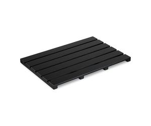 Relaxdays Alfombra de Baño de Bambú, 54 x 36 cm, Alfombrilla Antideslizante para Ducha Interior y Exterior, Sauna, Negro