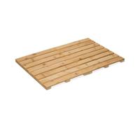 Relaxdays Alfombra Baño de Bambú, 60 x 40 cm, Esterilla Ducha Antideslizante, Plegable, Sauna, Exterior, Natural