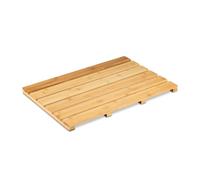 Relaxdays Alfombra de Baño de Bambú, 54x36 cm, Alfombrilla Antideslizante para Ducha Interior y Exterior, Sauna, Natural